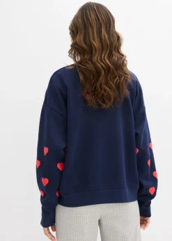 bonprix bonprix Sudadera de mezcla de algodón azul marino/fresa New