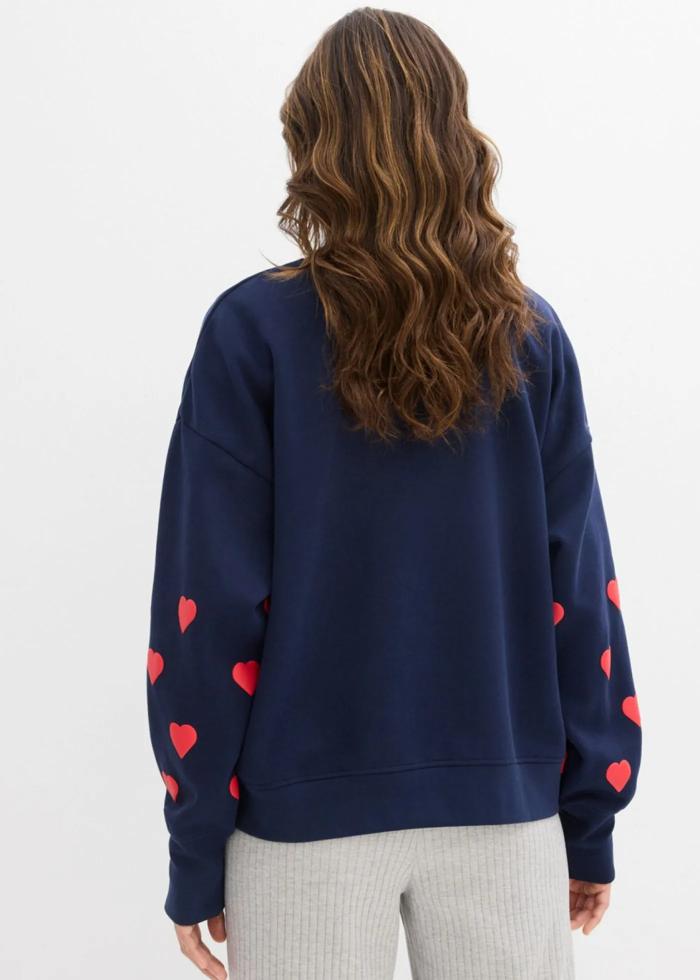 bonprix bonprix Sudadera de mezcla de algodón azul marino/fresa New