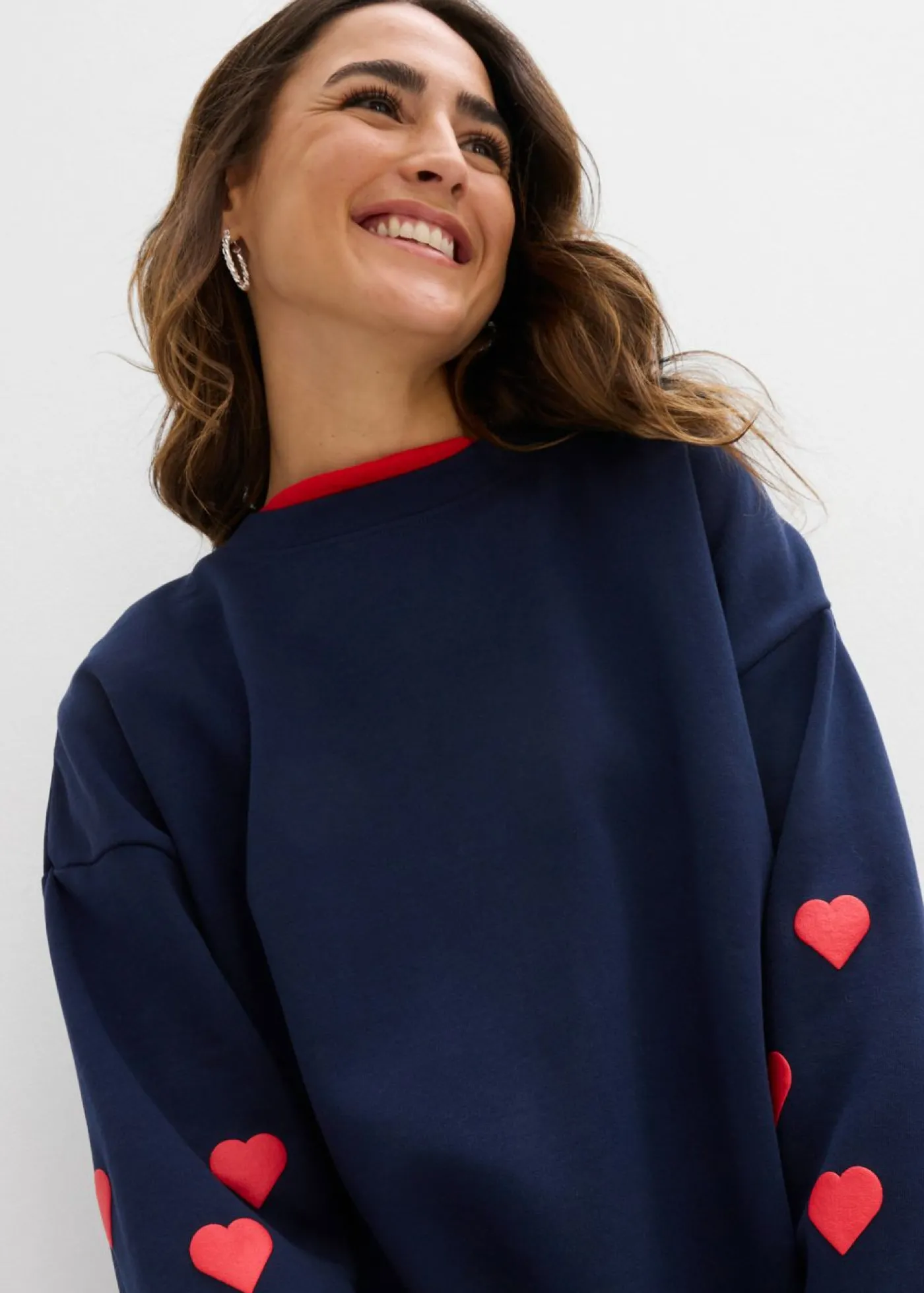 bonprix bonprix Sudadera de mezcla de algodón azul marino/fresa New