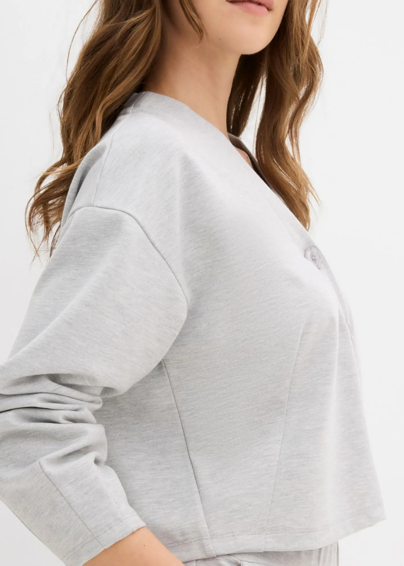 bonprix bonprix Sudadera de mezcla de viscosa gris claro jaspeado moteado Sale