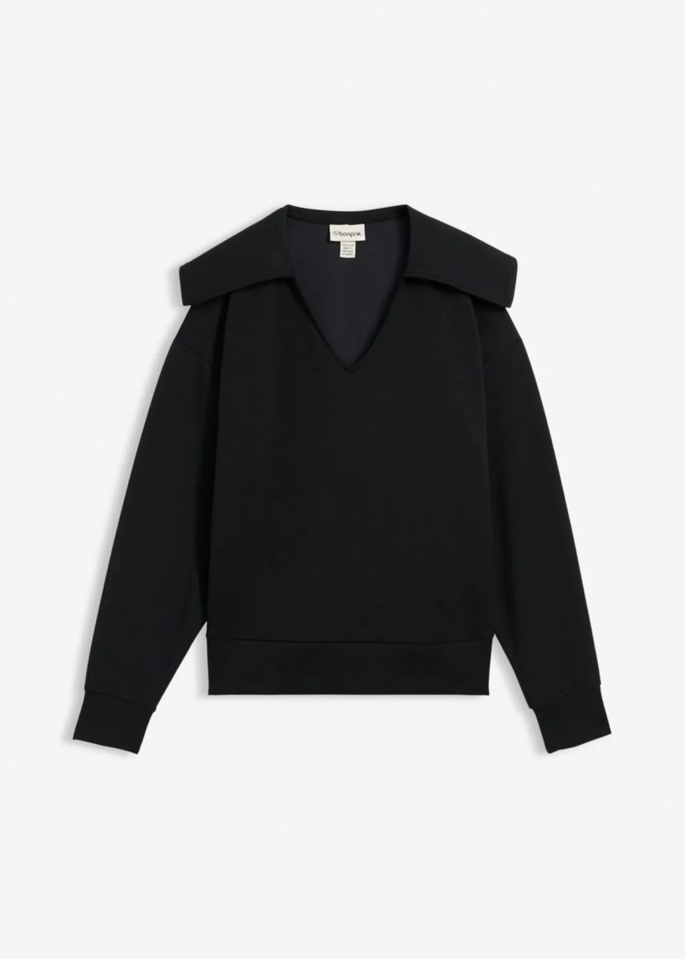 bonprix bonprix Sudadera de mezcla de viscosa con cuello ancho Negro