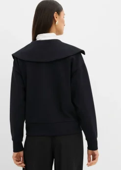 bonprix bonprix Sudadera de mezcla de viscosa con cuello ancho Negro