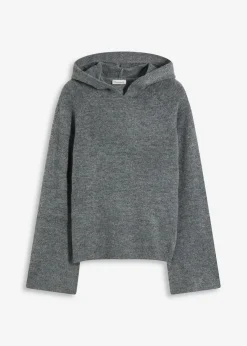 bonprix bonprix Sudadera de punto con capucha Antracita jaspeado Clearance