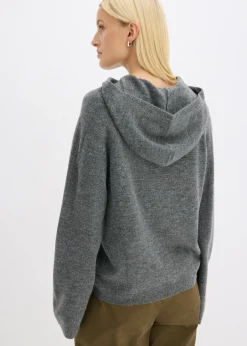bonprix bonprix Sudadera de punto con capucha Antracita jaspeado Clearance