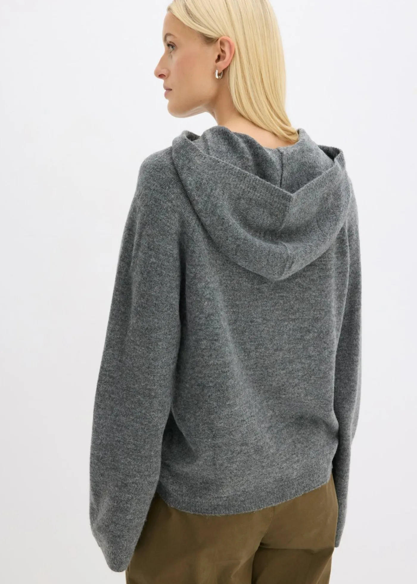 bonprix bonprix Sudadera de punto con capucha Antracita jaspeado Clearance