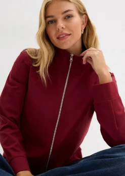 bonprix bonprix Sudadera de Punto di Roma cómoda rojo rubí-blanco Outlet
