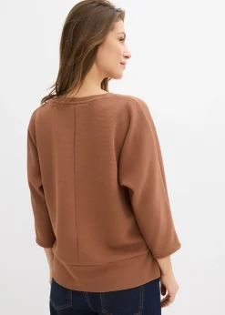 bonprix bonprix Sudadera de tejido estructurado Marrón castaño Online