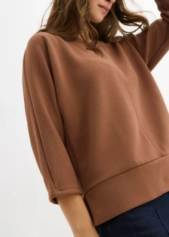 bonprix bonprix Sudadera de tejido estructurado Marrón castaño Online