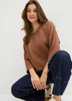 bonprix bonprix Sudadera de tejido estructurado Marrón castaño Online