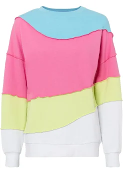 bonprix bonprix Sudadera en mezcla suave de algodón Fucsia/verde menta Clearance