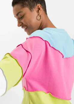 bonprix bonprix Sudadera en mezcla suave de algodón Fucsia/verde menta Clearance