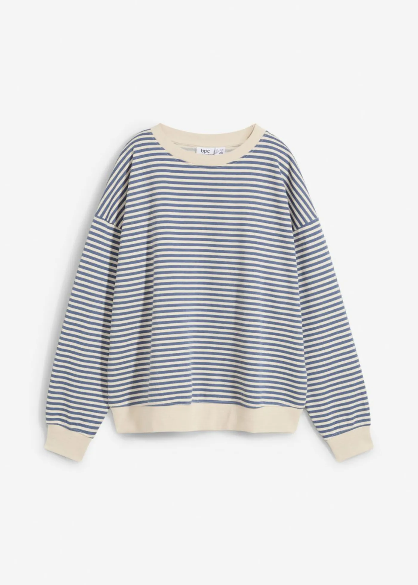 bonprix bonprix Sudadera holgada Denim-blanco lana de rayas Hot