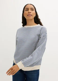 bonprix bonprix Sudadera holgada Denim-blanco lana de rayas Hot