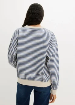 bonprix bonprix Sudadera holgada Denim-blanco lana de rayas Hot