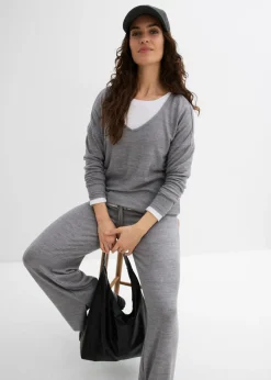 bonprix bonprix Sudadera holgada con aspecto de punto gris jaspeado moteado