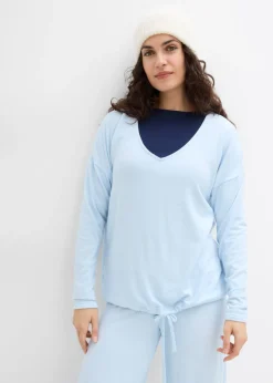 bonprix bonprix Sudadera holgada con aspecto de punto azul pálido moteado Sale