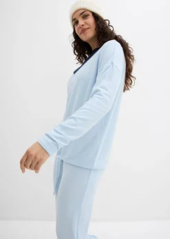 bonprix bonprix Sudadera holgada con aspecto de punto azul pálido moteado Sale