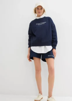 bonprix bonprix Sudadera holgada con bordado Azul marino Online