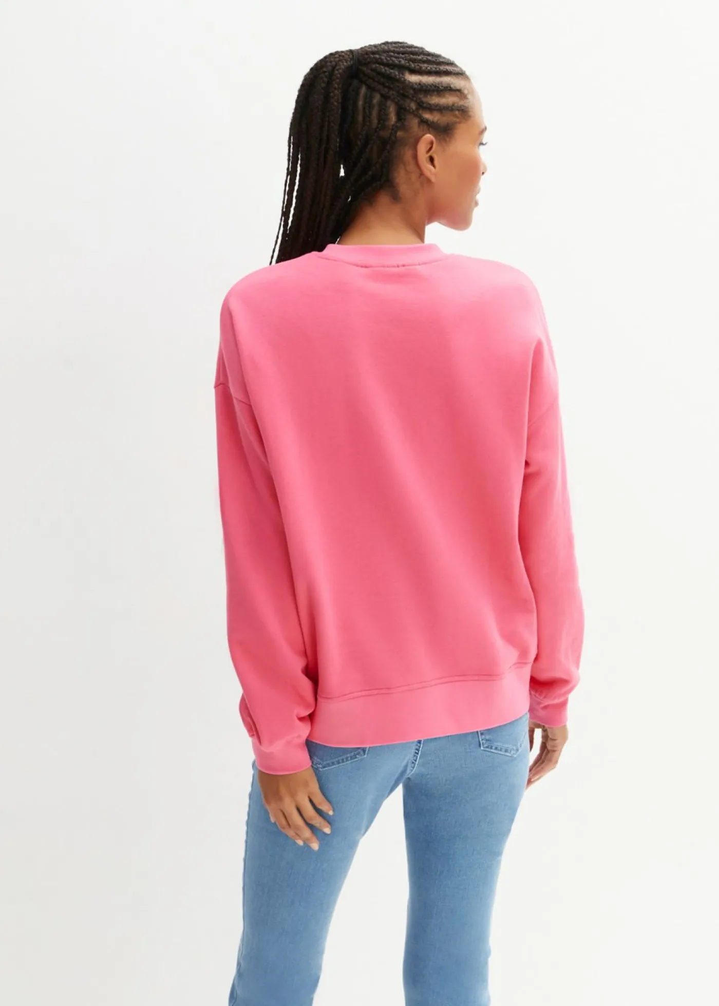 bonprix bonprix Sudadera holgada de algodón puro Rosa Sale