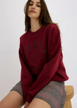 bonprix bonprix Sudadera holgada de algodón puro Rojo