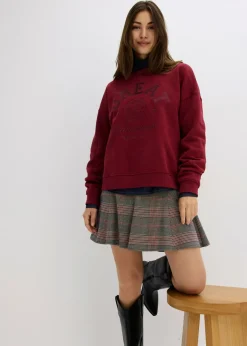 bonprix bonprix Sudadera holgada de algodón puro Rojo