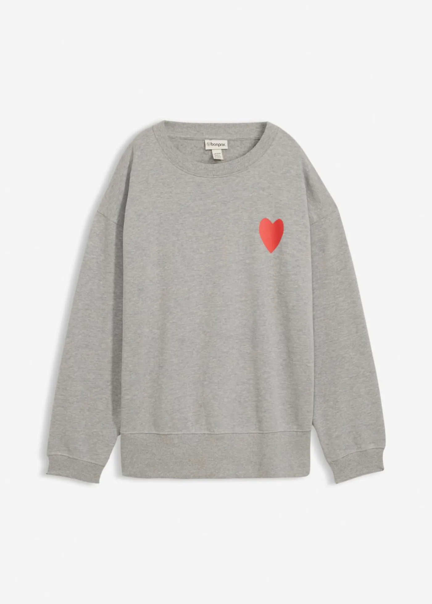 bonprix bonprix Sudadera holgada de algodón orgánico gris claro jaspeado-fresa Best