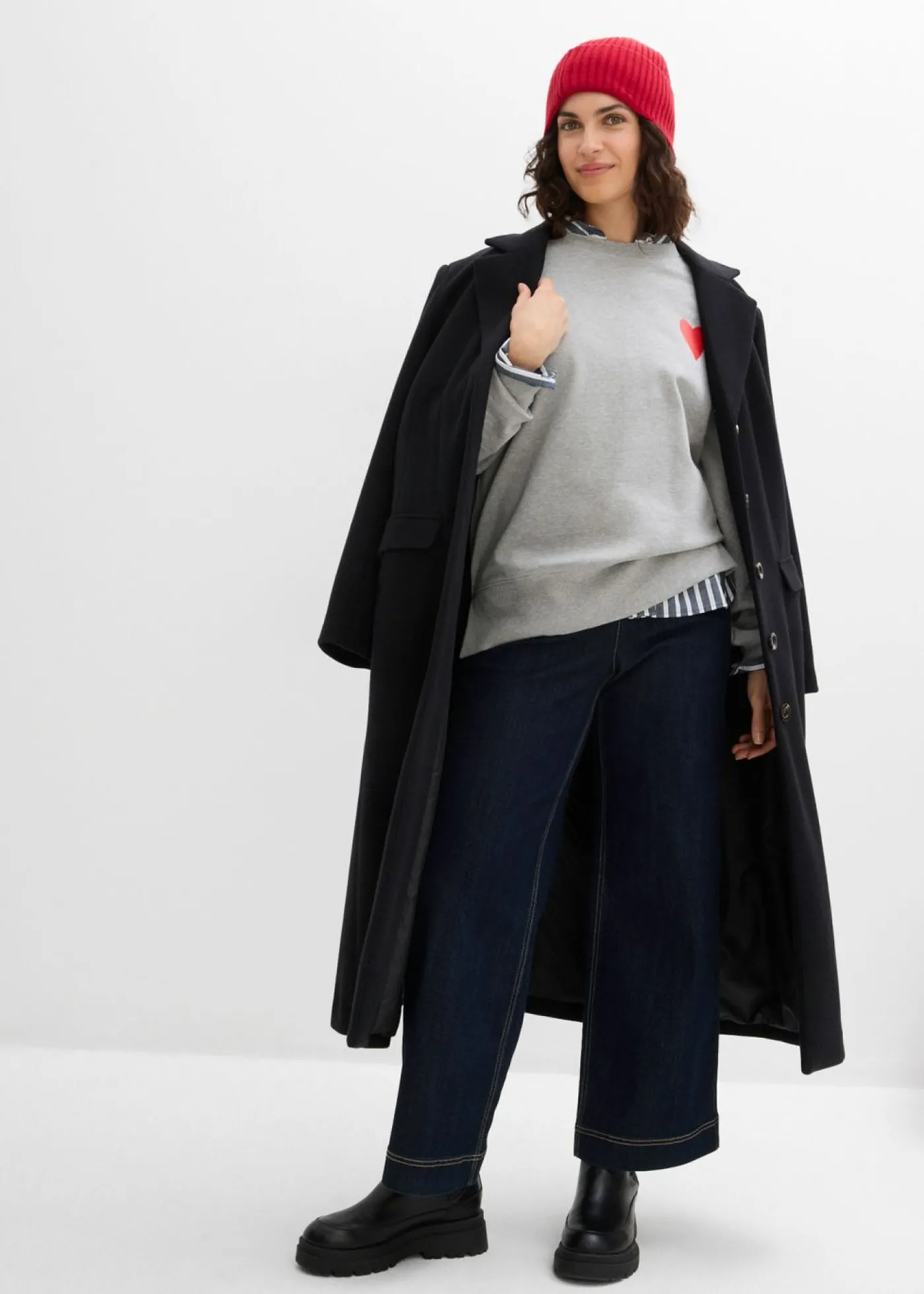 bonprix bonprix Sudadera holgada de algodón orgánico gris claro jaspeado-fresa Best