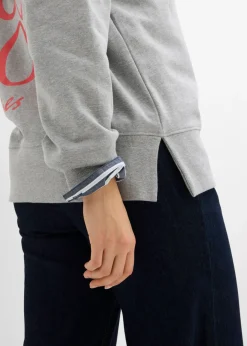bonprix bonprix Sudadera holgada de algodón orgánico gris claro jaspeado-fresa Best
