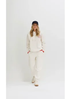 bonprix bonprix Sudadera holgada de algodón puro beige natural-rojo salsa Online