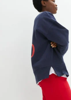 bonprix bonprix Sudadera holgada de algodón orgánico azul marino/fresa Best