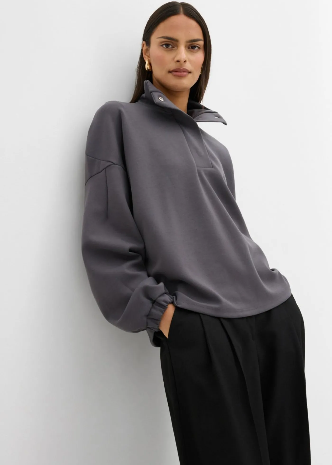 bonprix bonprix Sudadera holgada de neopreno pizarra New