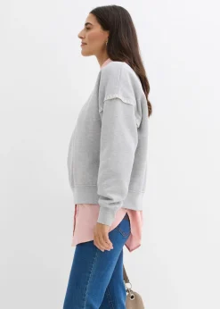 bonprix bonprix Sudadera holgada en mezcla de algodón Gris claro jaspeado Clearance