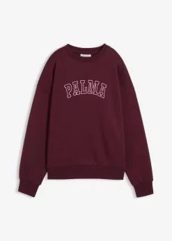 bonprix bonprix Sudadera holgada en mezcla de algodón rojo burdeos-rosa Outlet