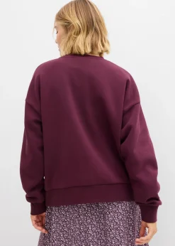 bonprix bonprix Sudadera holgada en mezcla de algodón rojo burdeos-rosa Outlet
