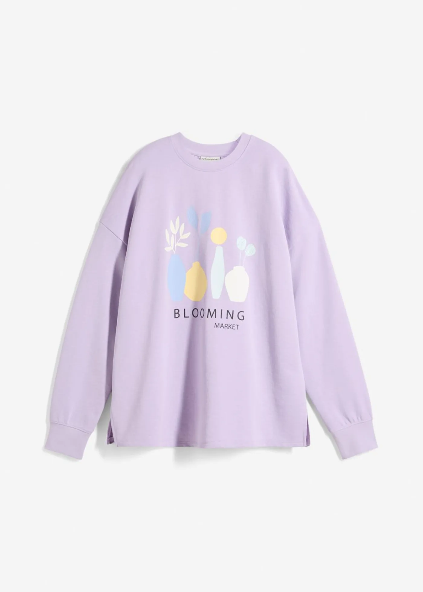 bonprix bonprix Sudadera holgada en mezcla de algodón Lila pastel estampado