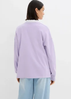 bonprix bonprix Sudadera holgada en mezcla de algodón Lila pastel estampado