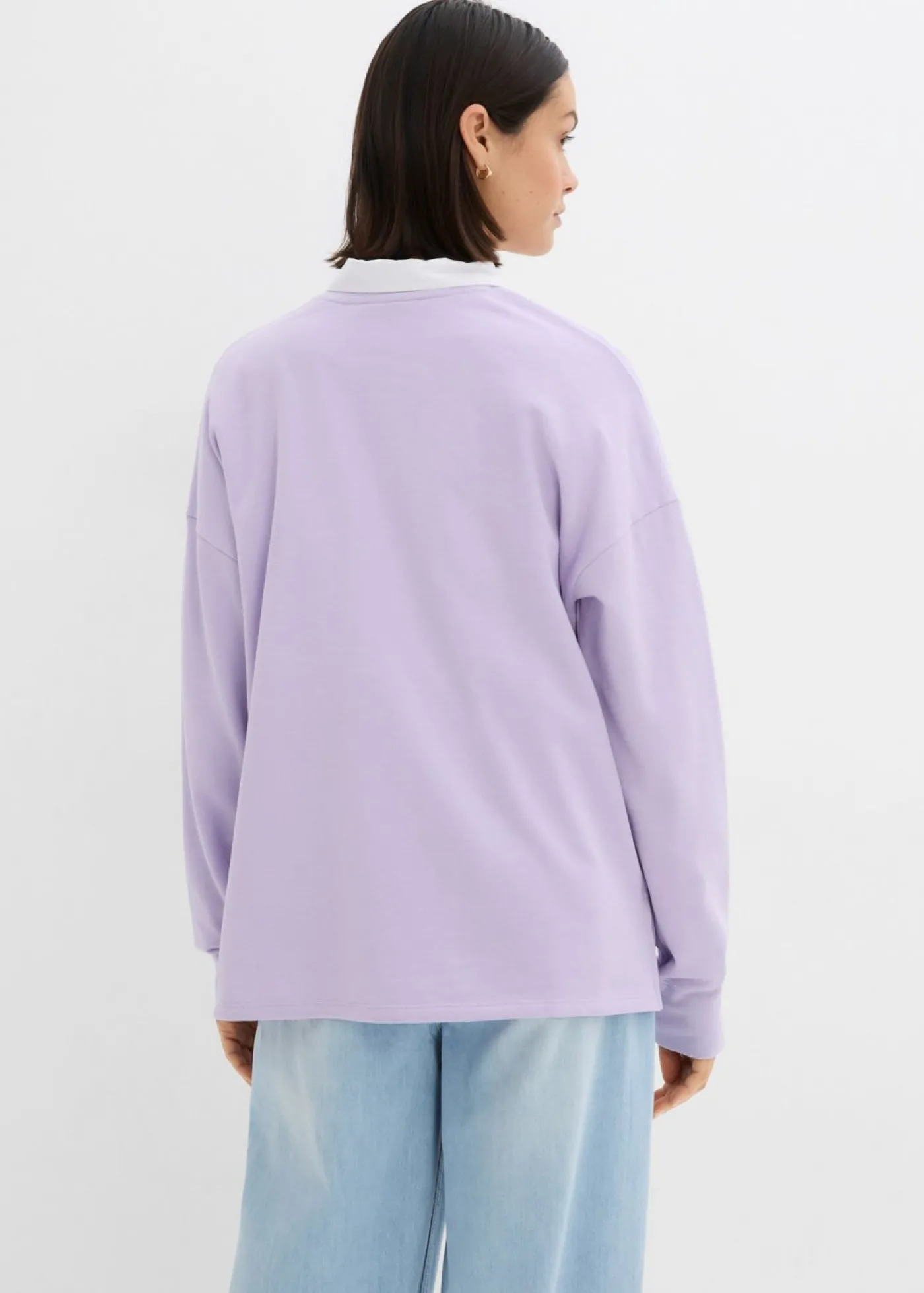 bonprix bonprix Sudadera holgada en mezcla de algodón Lila pastel estampado