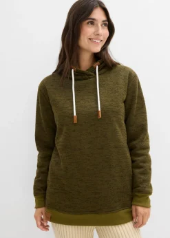 bonprix bonprix Sudadera larga Verde oliva jaspeado Clearance