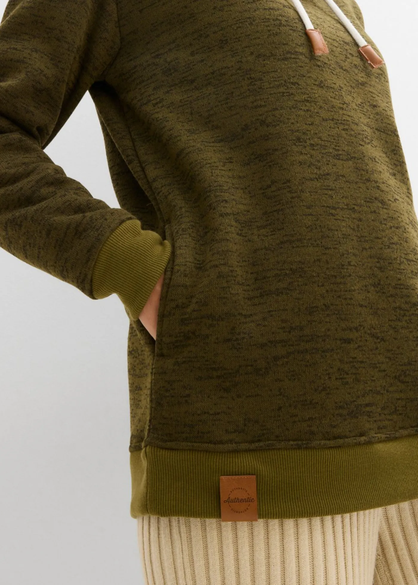 bonprix bonprix Sudadera larga Verde oliva jaspeado Clearance