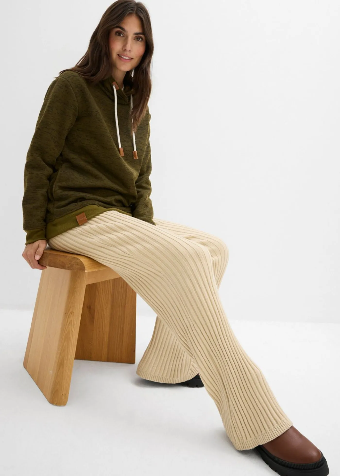 bonprix bonprix Sudadera larga Verde oliva jaspeado Clearance