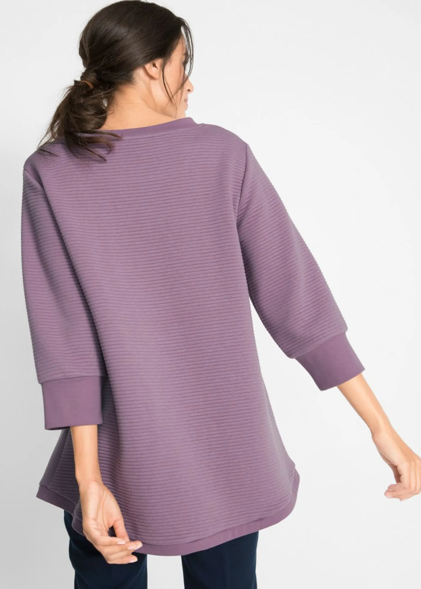 bonprix bonprix Sudadera larga con viscosa Lavanda mate Sale