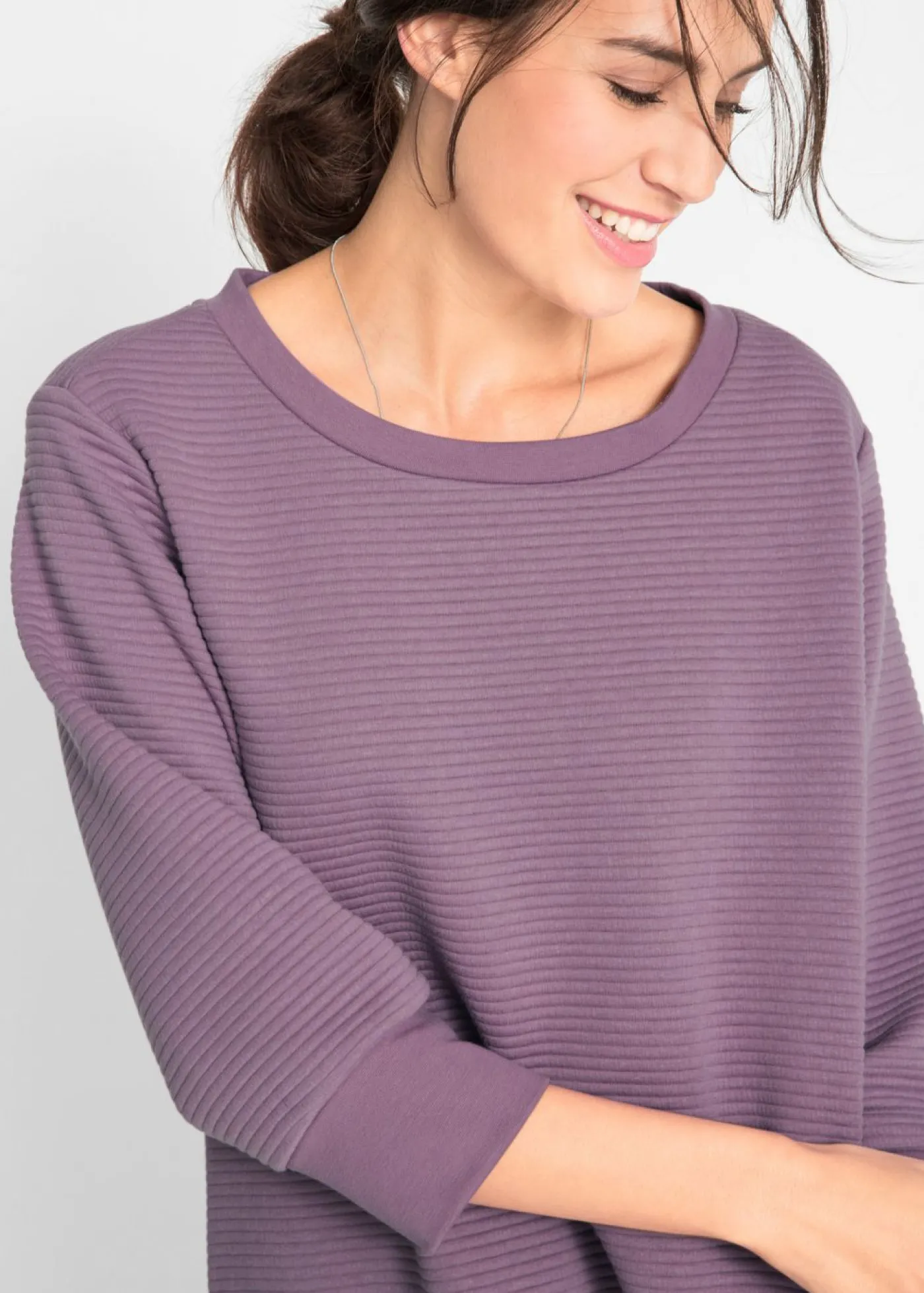 bonprix bonprix Sudadera larga con viscosa Lavanda mate Sale
