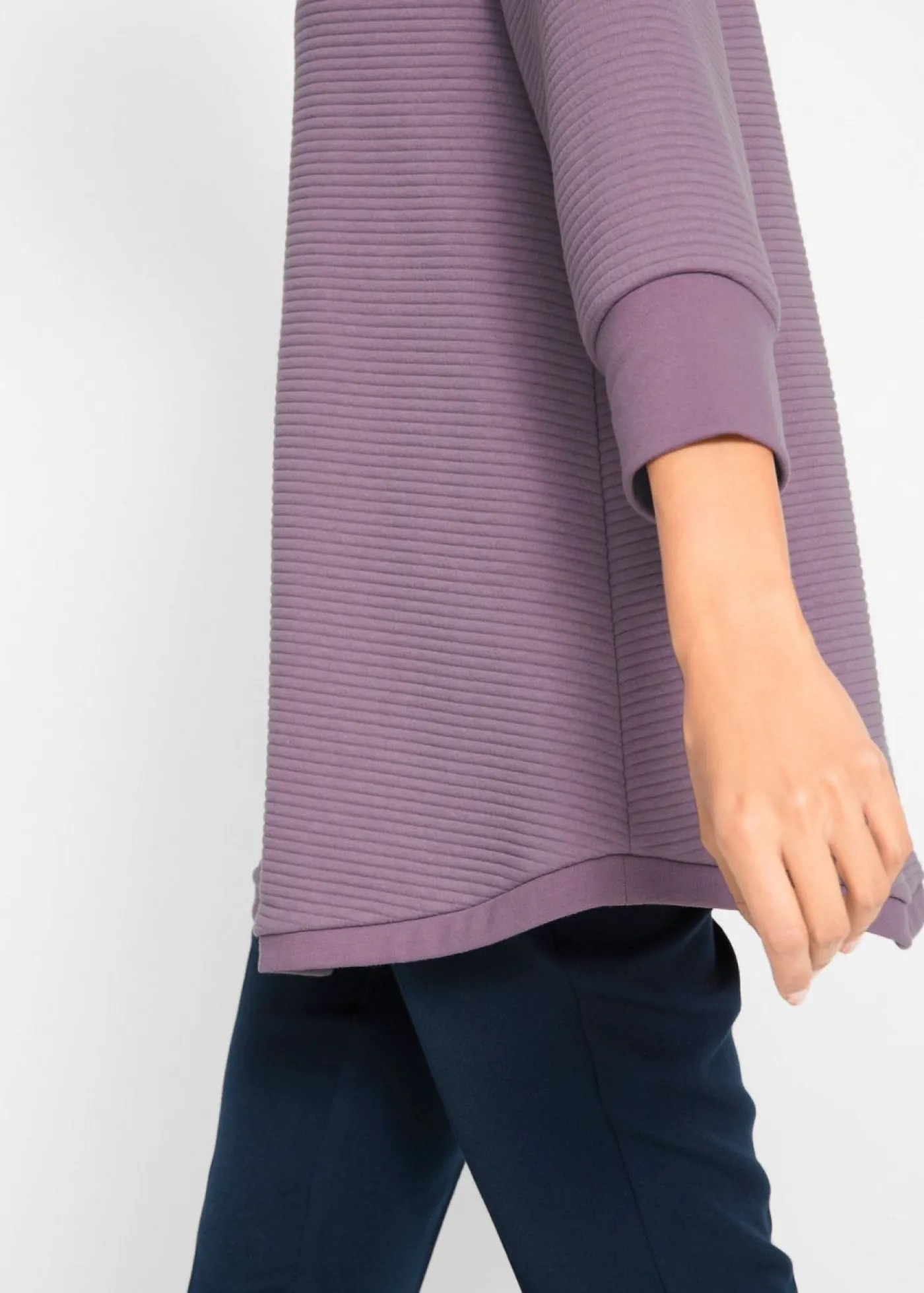 bonprix bonprix Sudadera larga con viscosa Lavanda mate Sale