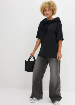 bonprix bonprix Sudadera larga de algodón puro Negro