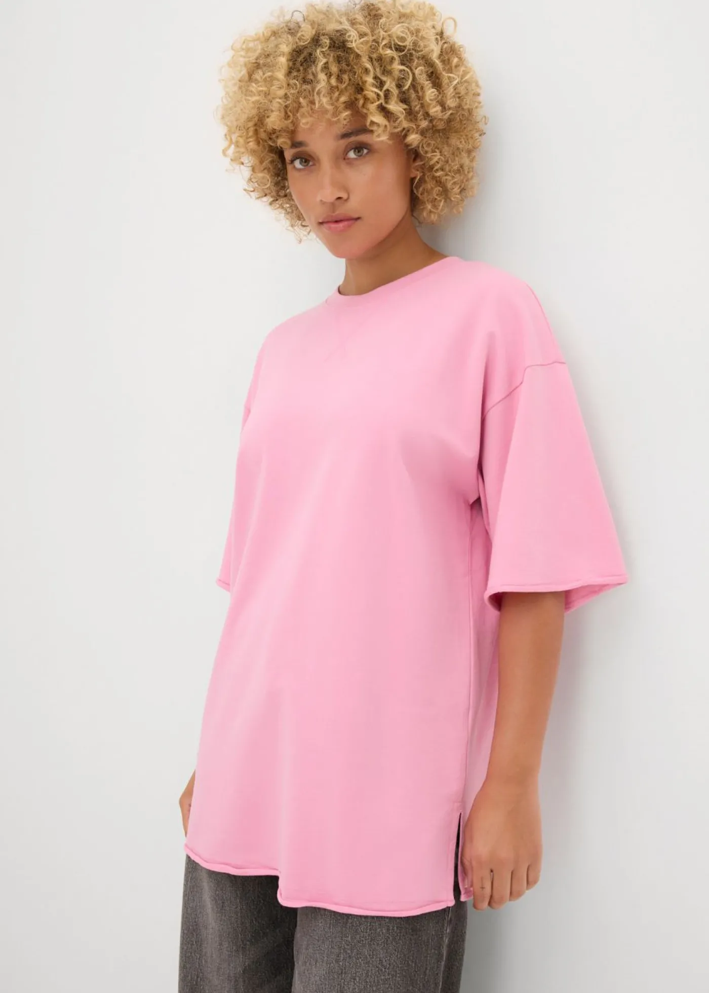 bonprix bonprix Sudadera larga de algodón puro rosa orquídea Discount