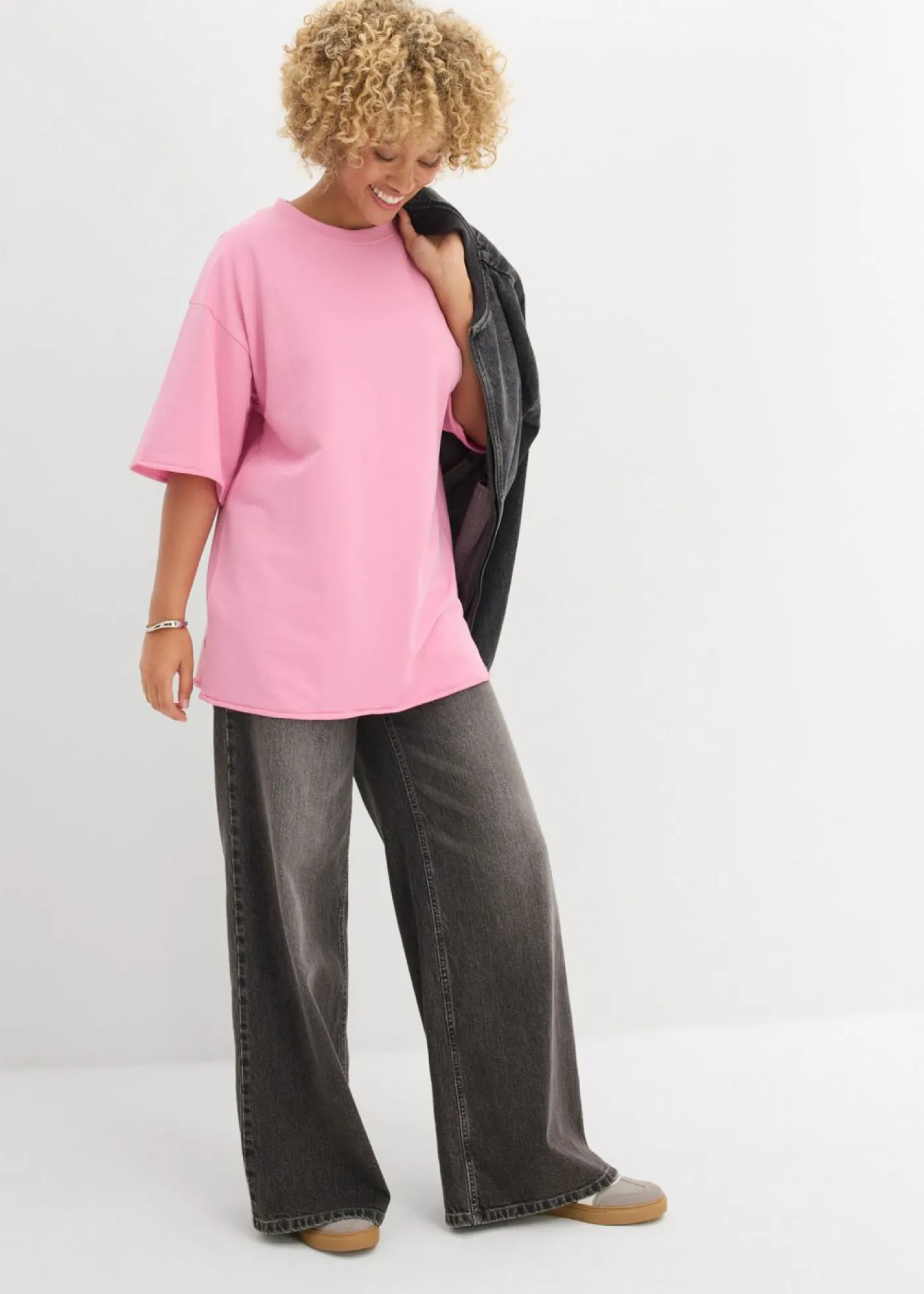 bonprix bonprix Sudadera larga de algodón puro rosa orquídea Discount