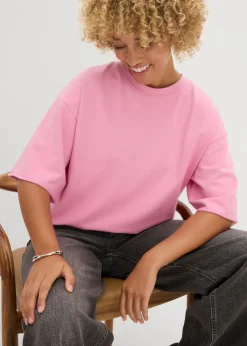 bonprix bonprix Sudadera larga de algodón puro rosa orquídea Discount