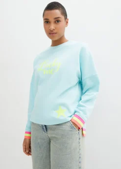 bonprix bonprix Sudadera oversize con puños multicolores de algodón puro menta polar New