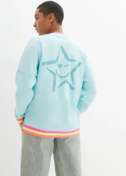bonprix bonprix Sudadera oversize con puños multicolores de algodón puro menta polar New