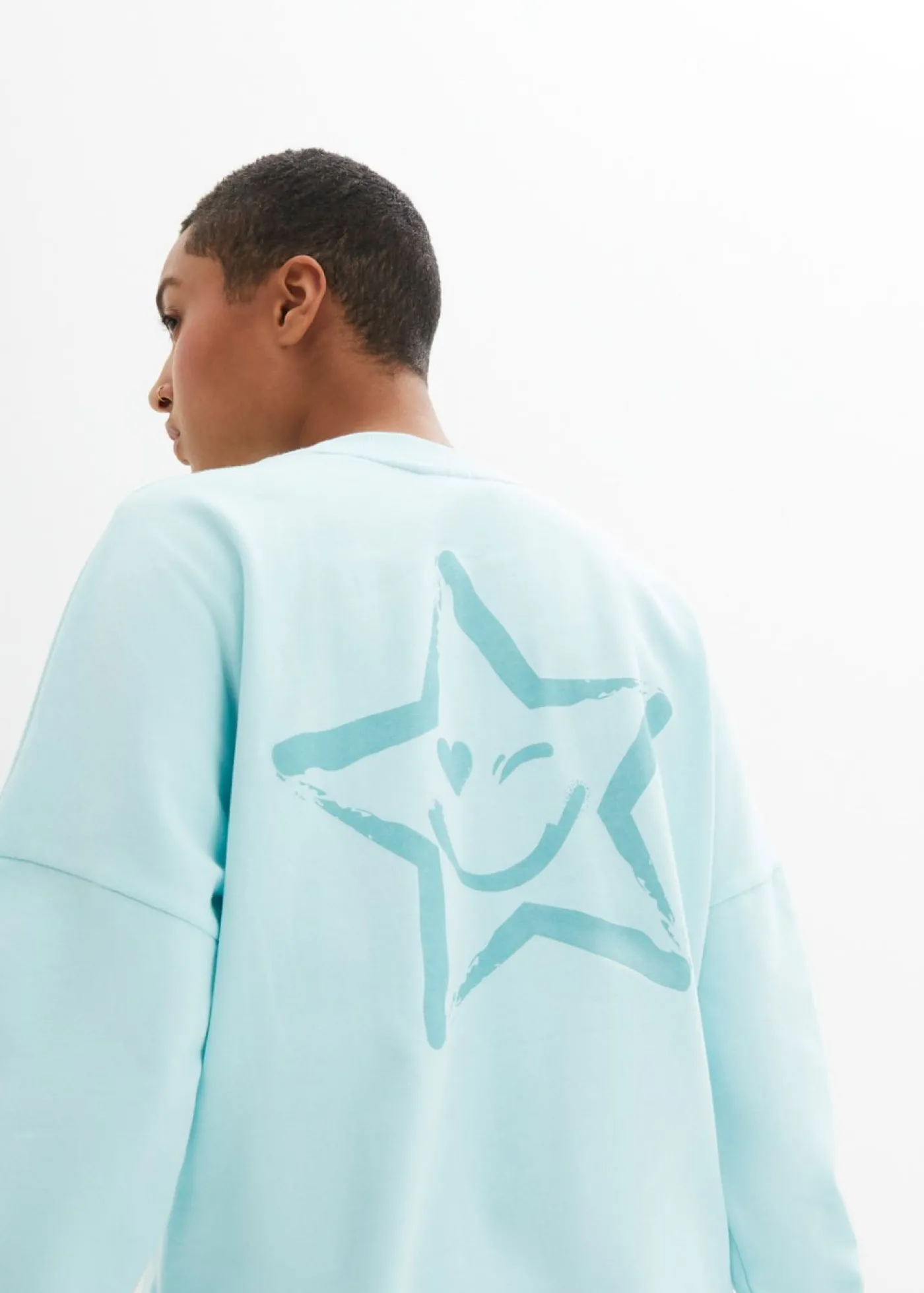 bonprix bonprix Sudadera oversize con puños multicolores de algodón puro menta polar New